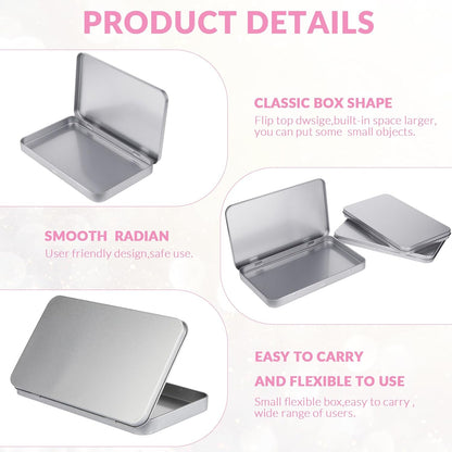 2 Pack Rectangular Metal Tin Box with Lid Metal Hinged Lid Tin Empty Box Container Storage for Watercolor V1258-DP02-B-220