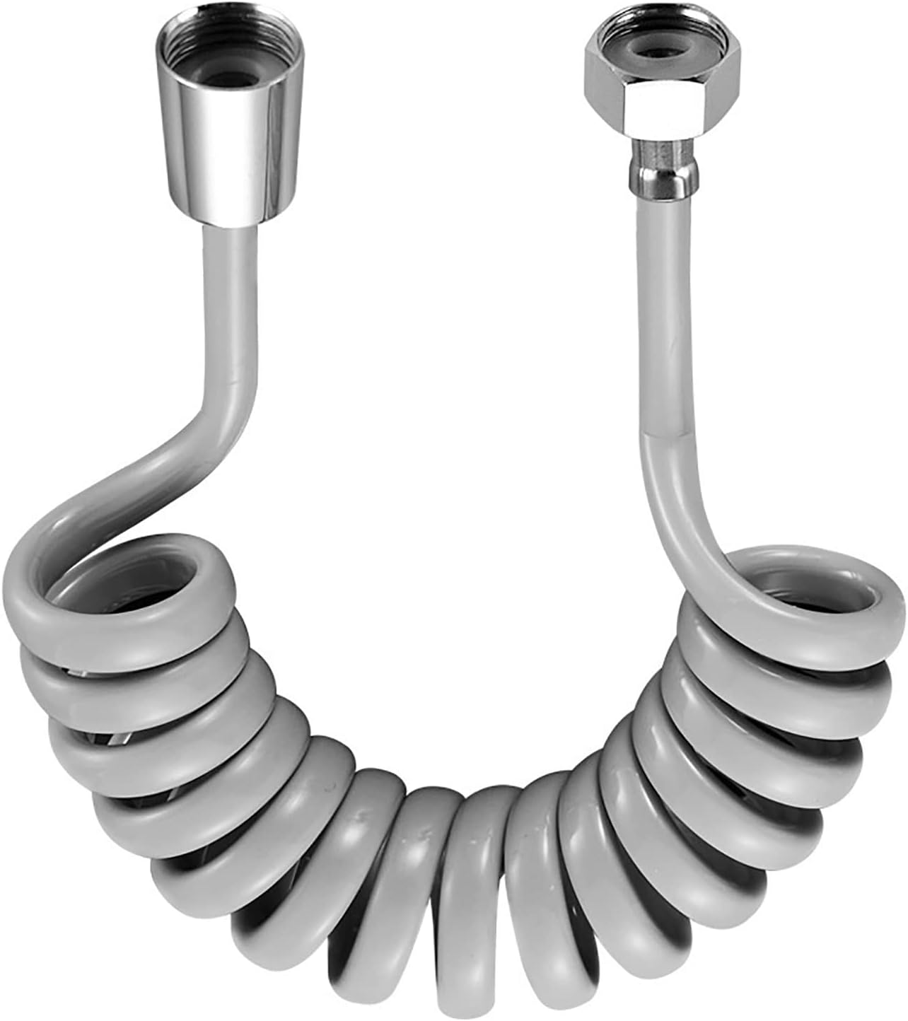 PU Flexible Telescopic Bidet Spring Hose with G1/2 Internal Thread Interface, Spring Hose, 59", Gray V1258-DP02-B-2201