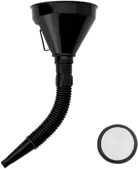 Wide Mouth Oil Funnel with Handle, Automotive Flex Funnel with Flexible Spout Extension Nozzle Hose Mesh V1258-DP02-B-2211