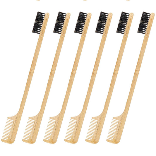 3 Pieces Moustache Comb and Brush Beard Edge Brushes 2-in-1 Sapling Wood Mustache Comb Gentle Control Bamboo V1258-DP02-B-222