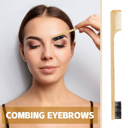 3 Pieces Moustache Comb and Brush Beard Edge Brushes 2-in-1 Sapling Wood Mustache Comb Gentle Control Bamboo V1258-DP02-B-222