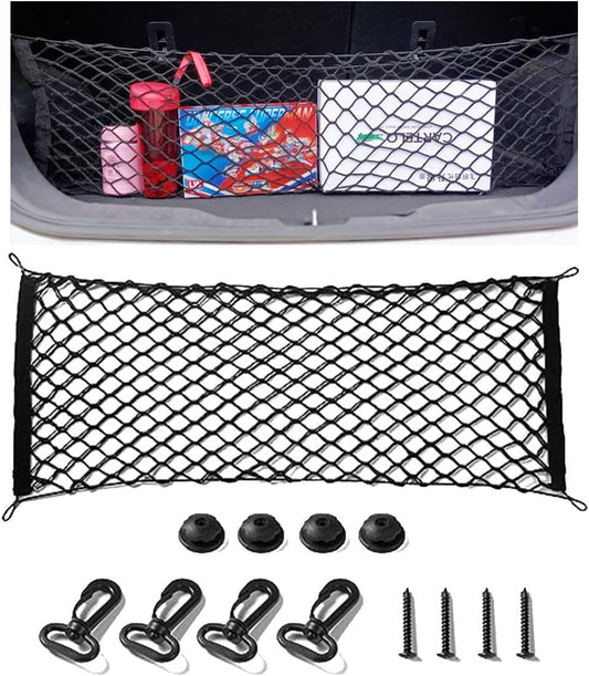 Cargo Net Stretchable, Adjustable Elastic Trunk Cargo Organizer Net Storage Organizer Net with Hooks, V1258-DP02-B-2221