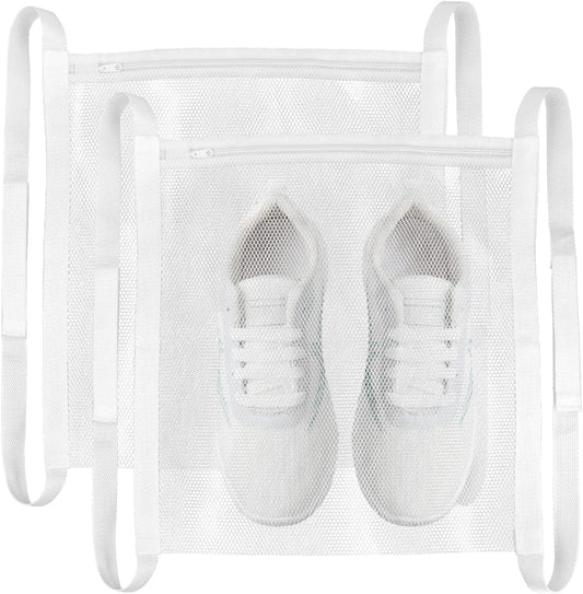 2 Pack Sneaker Dryer Bag 15.7x15.7 Inch Dry Net Bag for Dryer with Zipper and Strap for Shoes, White Large V1258-DP02-B-2233