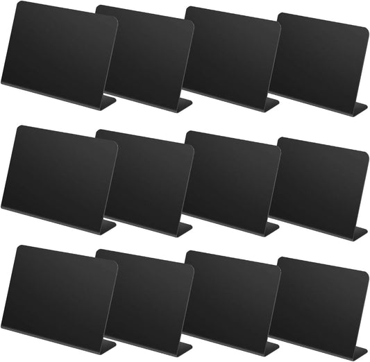 12 Pcs L-Shaped Mini Chalkboard Signs Acrylic Chalkboard Buffet Tags Small Black Food Display Stands for V1258-DP02-B-2243