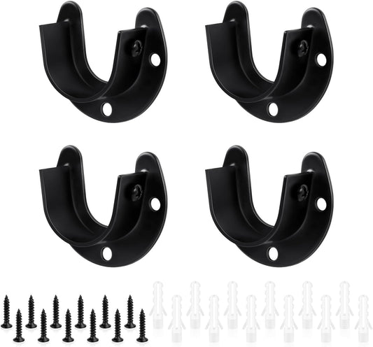 4 Packs Stainless Steel Wardrobe Bracket U-Shaped Rod Socket Flange 1-1/4" Diameter Heavy Duty ClosetBrackets V1258-DP02-B-2257