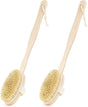 2 Pack Detachable Bath Bristle Brush, Wood Long Handle Dry Brushing Body Brush for Shower V1258-DP02-B-2258