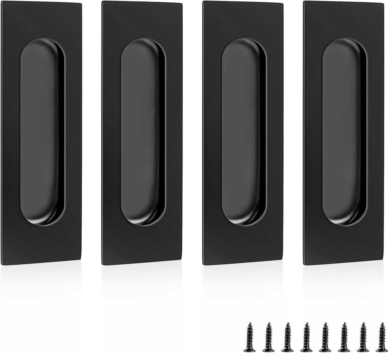 Black Sliding Closet Door Handles Recessed Finger Flush Pulls Stainless Steel Handles Closet Door Pulls(4 V1258-DP02-B-2263