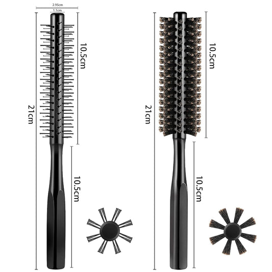 2 Pieces Thick Round Hair Comb Bristle Blow Drying Hairbrush Small Brush Short Hair Massage Comb Head Massage V1258-DP02-B-230
