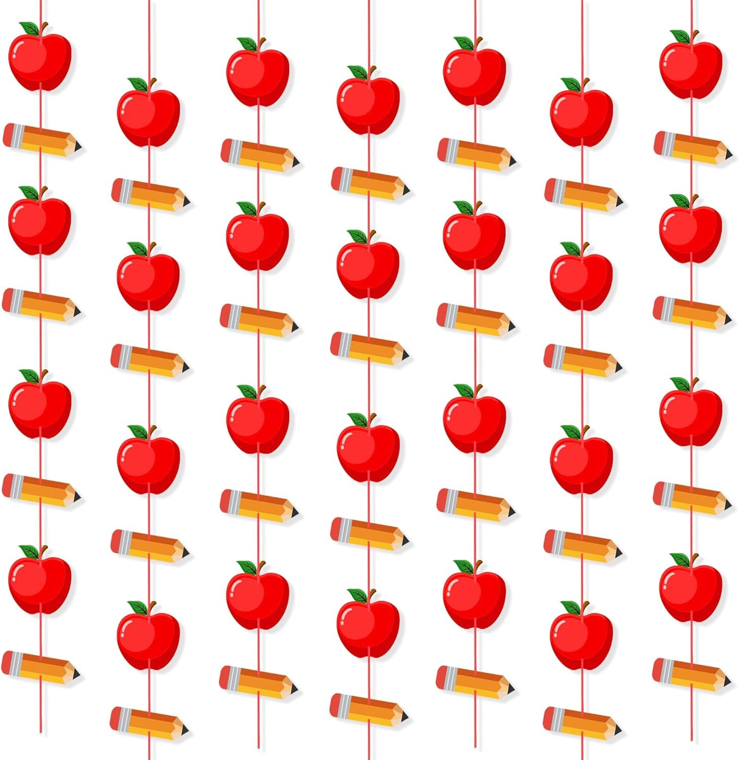 4 Strings Pencil Apple Garland Banner Welcome Back to School Decorations for Classroom Office Photo Props V1258-DP02-B-2304