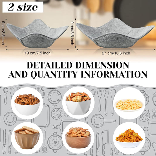 Microwave Bowl Cozy Holders for Hot Food Bowl Pot Plate in 2 Sizes Heat Proof Polyester Potholder Protector V1258-DP02-B-233