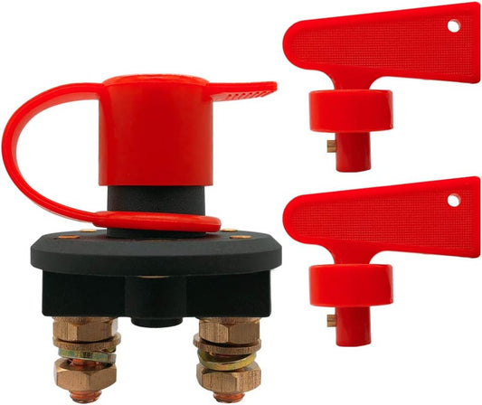 Battery Disconnect Switch 12V, Battery Cut Off Shut Off Kill Switch for Marine Car Boat RV ATV Vehicles (2 V1258-DP02-B-2340