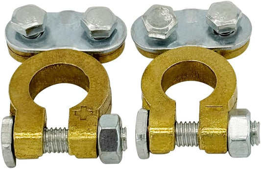 Brass Battery Terminal Connector Clamps, Top Post Battery Terminals Set for Marine Car Boat RV Vehicles (1 V1258-DP02-B-2347
