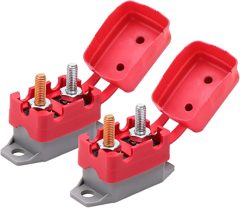 DC 12V - 24V Automatic Reset Circuit Breaker with Cover Stud Bolt for Automotive and More (20A, 2Pcs) V1258-DP02-B-2349