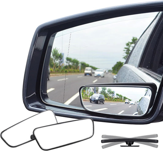 Rectangle Blind Spot Mirror, HD Glass ABS Housing Convex Wide Angle Rearview Blindspot Car Mirror for Car SUV V1258-DP02-B-2350
