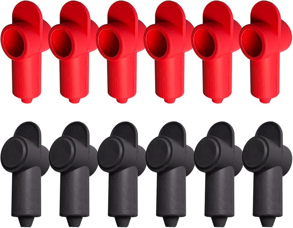 12 Pcs Silicone 1/4", 5/16" Stud Terminal Covers, Flexible Post Terminal Cover Protector Boot for Battery V1258-DP02-B-2353
