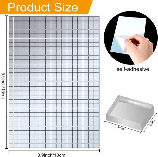 3600 Pieces Mirror Mosaic Tiles Self Adhesive Disco Mirror Tiles Disco Ball Stickers Square Glass DIY Tiles V1258-DP02-B-236