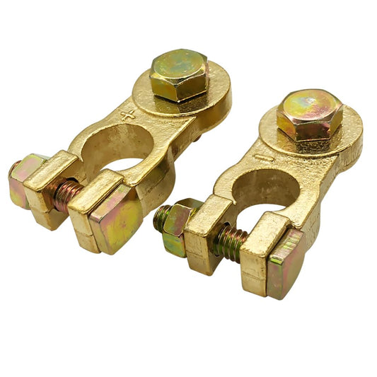 Brass Battery Terminal Clamps, Top Post Battery Terminals Connector Set for Marine Car Boat RV Vehicles (1 V1258-DP02-B-2366
