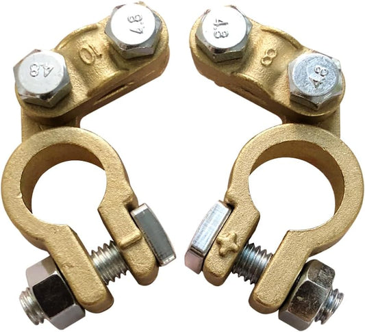 Brass Battery Terminal Ends, Top Post Battery Terminals Connector Set for Marine Car Boat RV Vehicles (1 Pair) V1258-DP02-B-2373
