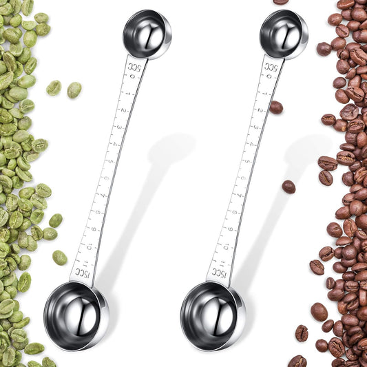 2 Pieces Coffee Scoops with Mark, 1 Tablespoon and 1 Teaspoon Stainless Steel Coffee Measuring Scoop for V1258-DP02-B-238