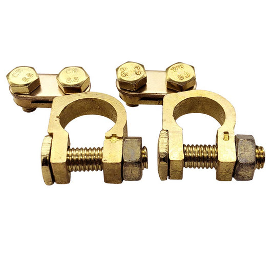 Brass Battery Terminal Ends, Top Post Battery Terminals Clamp Set for Marine Car Boat RV Vehicles (1 Pair) V1258-DP02-B-2381