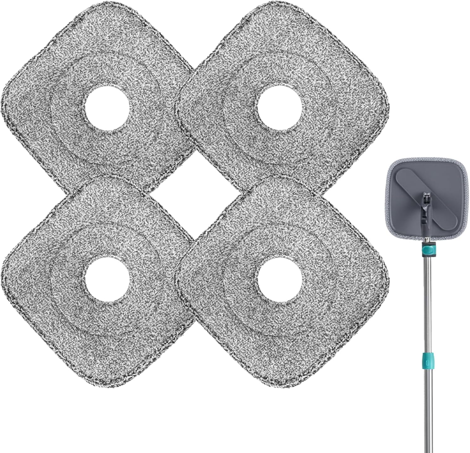 4 Pack Square Reusable Microfiber Mop Pads Fit for True & Tidy Spin Mop, Machine Washable Refill, Super V1258-DP02-B-2385
