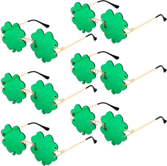 6 Pairs St. Patrick's Day Irish Green Shamrock Sunglasses Green Leprechaun Costume Glasses St. Patricks Day V1258-DP02-B-2389