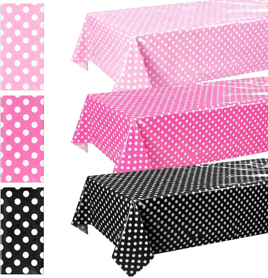 3 Pcs Pink Mouse Tablecloth Cartoon Birthday Party Supply Plastic Mouse Party Supply 54" x 108" Large Polka V1258-DP02-B-2409