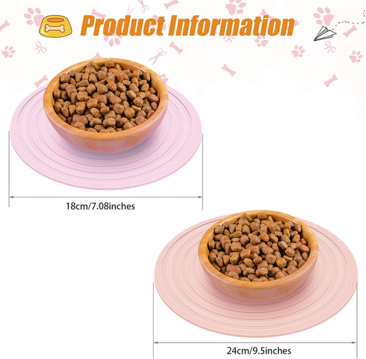 2 Pieces Silicone Pet Food Mat Pet Feeding Mat for Dog and Cat Food Bowl Placemat Preventing Food and Water V1258-DP02-B-241