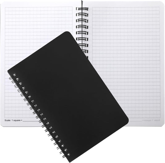 2 Pcs Stone Paper Waterproof Spiral Notebook Journals Notepad Grid Notebooks 5 x 7 Inch Graph Paper Spiral V1258-DP02-B-2428