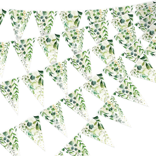 49 ft 60 Pcs Sage Green Party Decorations Bridal Shower Pennant Banners Triangle Flags Paper Banner Hanging V1258-DP02-B-2436