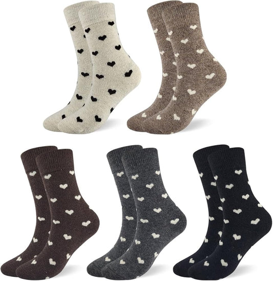 Women's Wool Socks - Warm Thermal Winter Knit, Cozy Fuzzy Thick Soft Cabin Boot Style, Cute Colorful Cold V1258-DP02-B-2453