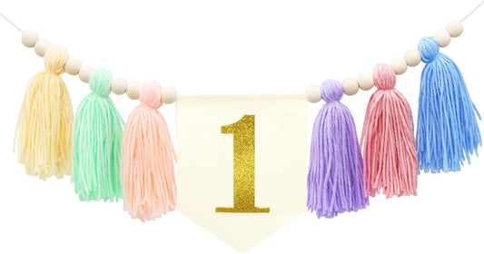 One High Chair Banner Baby First Birthday Party Decorations for girl boy Flower First Birthday Party V1258-DP02-B-2460