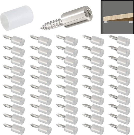 50Pcs Self-Tapping Screws for Cabinets - Non-Slip Sleeve Shelf Pins, Laminate Fixed Support Pegs for Kitchen V1258-DP02-B-2469