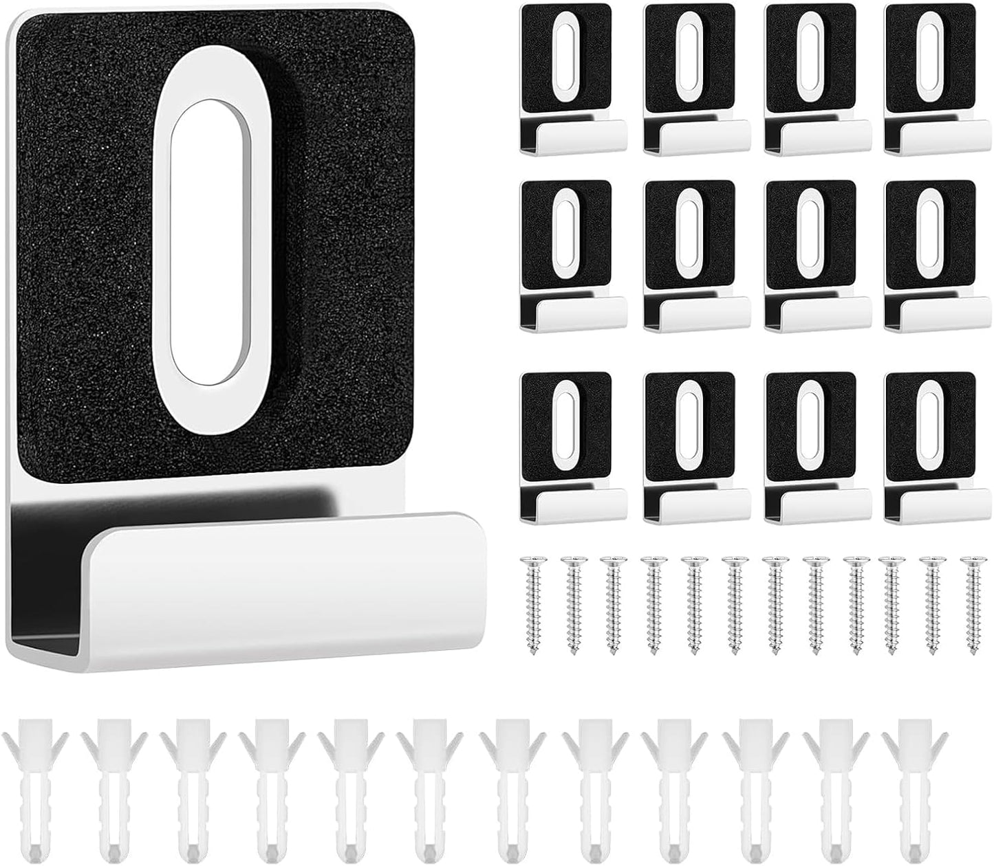 12 Pack Heavy Duty Metal Mirror Clips Kit with Screws & Rubber Pads for Frameless Mounting - Wall Tile V1258-DP02-B-2471
