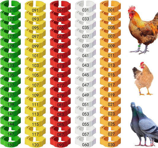 Adjustable 150 Pcs Chicken Leg Rings - Colorful Numbered Chicken Identification Leg Bands, Durable Poultry V1258-DP02-B-2472