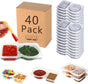 40 Sets Reusable Snack Containers, 2-Compartment Dipping Containers with Lid for Refrigeration, Portion V1258-DP02-B-2473
