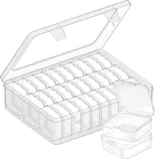 31-Slot Clear Plastic Bead Organizer Box with Hinged Lids - Portable Craft Storage Container for Jewelry V1258-DP02-B-2478