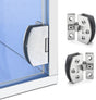 2 Pcs Glass Doors Hinge Cupboard Showcase Wine Cabinet Clamp Gate Hinges Without Drilling (Small) V1258-DP02-B-2483