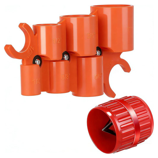 1/4'' - 1'' Depth Gauge and Pipe Deburring Tool Kit, 1/8'' to 1-5/8'' Inner Outer Reamer Pipe Tubing Chamfer V1258-DP02-B-2485