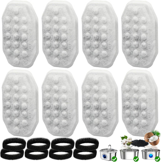 16 Pack Cat Water Fountain Filter Replacement & Pre-Filter Sponges for 3.2L/108oz Automatic Pet Fountain Dog V1258-DP02-B-2486