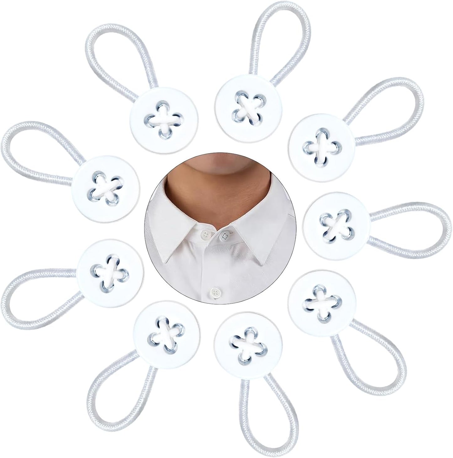 9PCS Collar Extenders for Mens Shirts, Button Extender for Dress Shirts Neck Extender Soft Elastic Collar V1258-DP02-B-2503