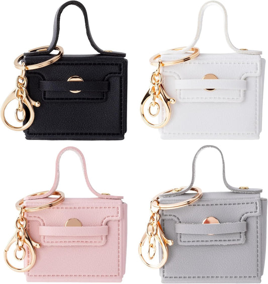 4pcs Mini Backpack Keychain, Small Coin Purse Keychain Cosmetic Bag Charms, Portable PU Leather Zipper Pouch V1258-DP02-B-2505