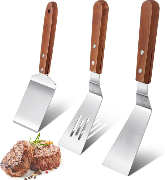 3 Pieces Stainless Steel Cooking Spatula Set Flat Top Metal Spatula Stainless Steel Wire Cheese Cutter Tool V1258-DP02-B-251