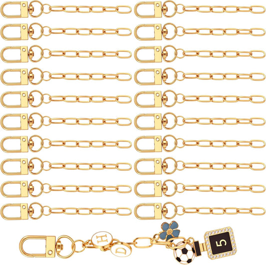 20pcs Keychain Making Kit with Extender Chain, Gold Keychain Clip Key Ring, Alloy Swivel Snap Hook Bag Charm V1258-DP02-B-2511
