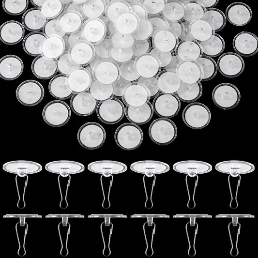 100 Pack Self-Adhesive Ceiling Hooks for Hanging, No-Drill Damage-Free Ceiling Hooks, Small Clear Sticky V1258-DP02-B-2526