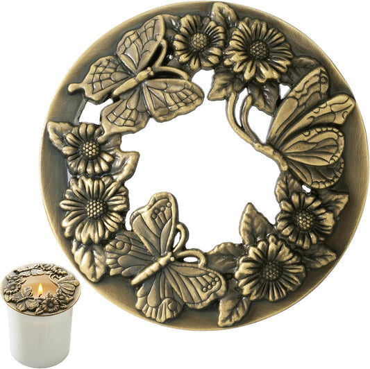 Antique Bronze Candle Toppers, Even Burn Candle Cover Shades for Jar Candles, Alloy Decorative Carved Shades V1258-DP02-B-2528