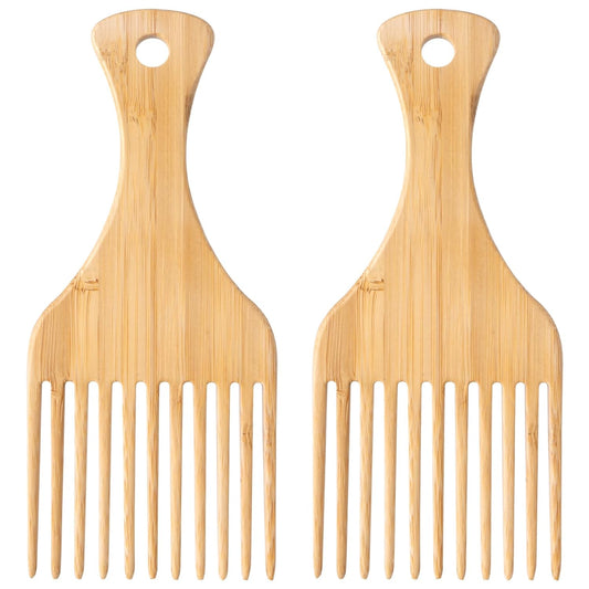 Bamboo Combs for Afro Hair, Beard Pick for Men, Wide Tooth Comb for Curly Wavy Thick Long Hair, Women's Hair V1258-DP02-B-2536