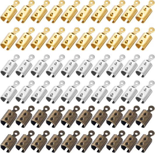 360pcs Fold Over Ends, Leather Cord End Caps Crimps for Jewelry Making, 12mm Ribbon Clamps Covers Rope Clips V1258-DP02-B-2541
