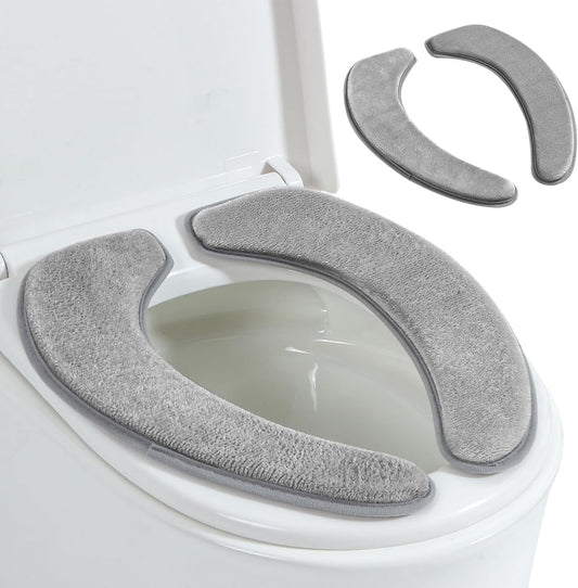 Toilet Seat Cover with Memory Foam, Soft Flannel Toilet Seat Warmer Cover for Bathroom, Washable V1258-DP02-B-2548