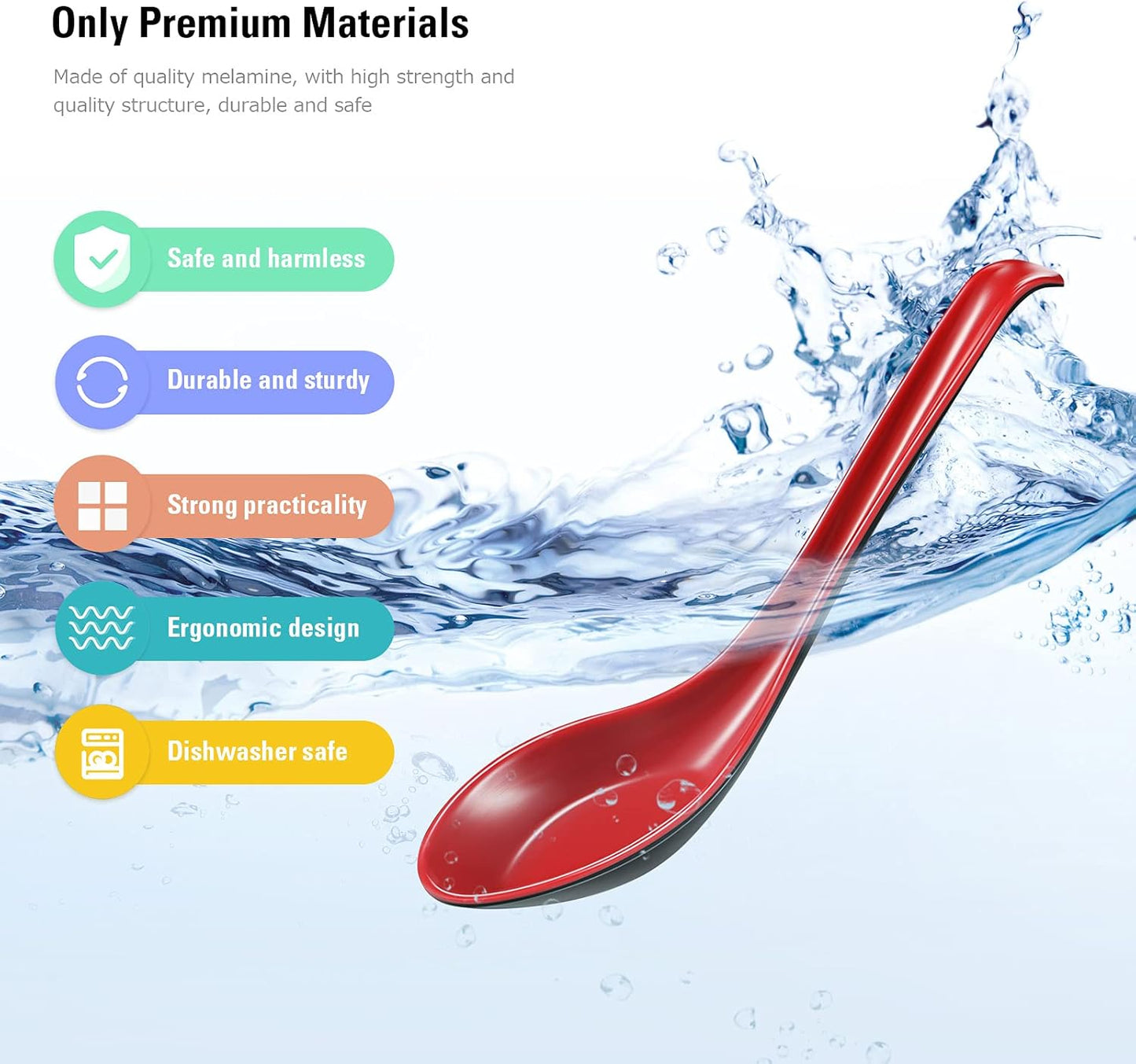 12 Pcs Asian Soup Spoons Hook Soba Noodle Ramen Spoon Chinese Won Ton Soup Asian tableware for Home Kitchen V1258-DP02-B-259